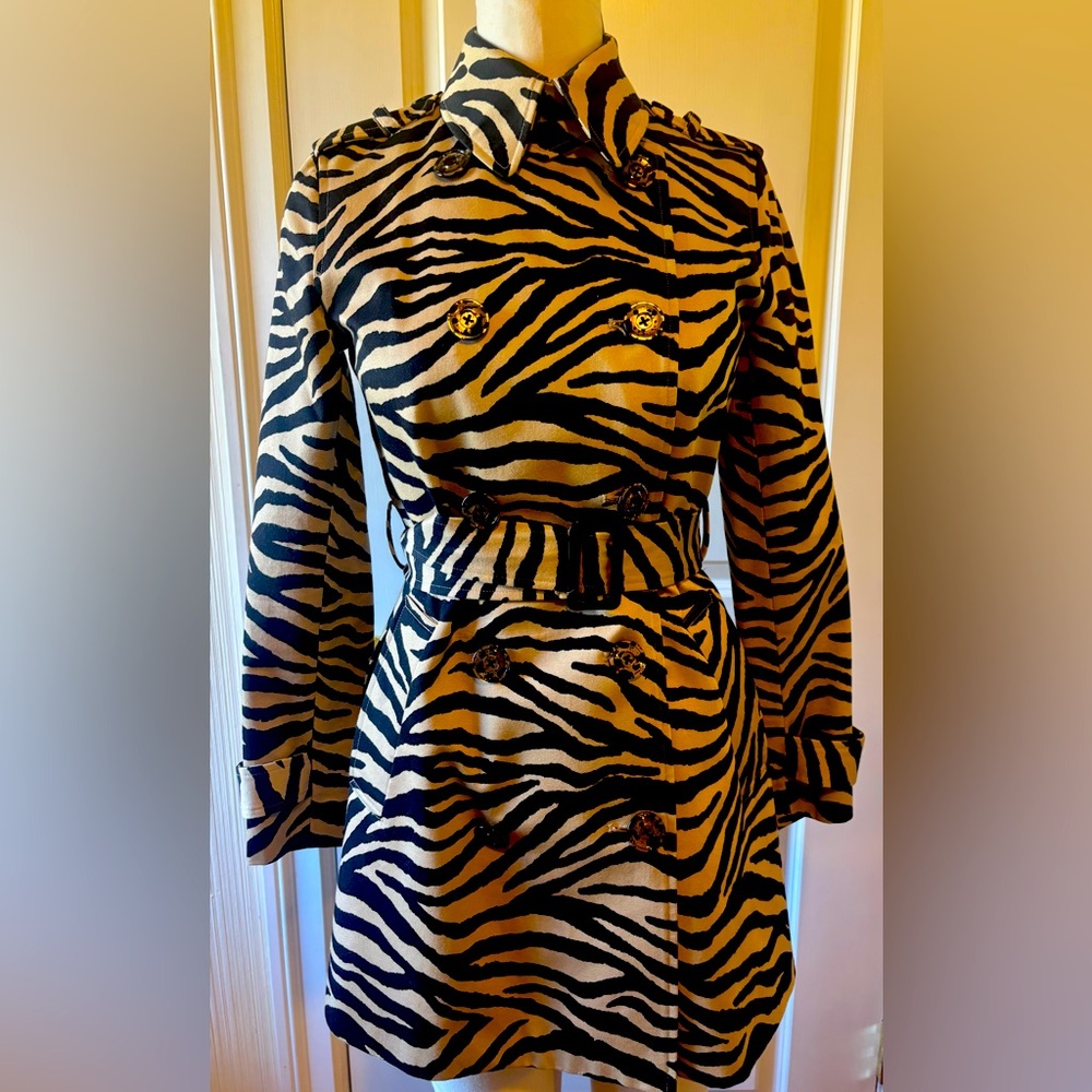 Lauren Ralph Lauren Zebra Print Trench Coat - Black and Tan